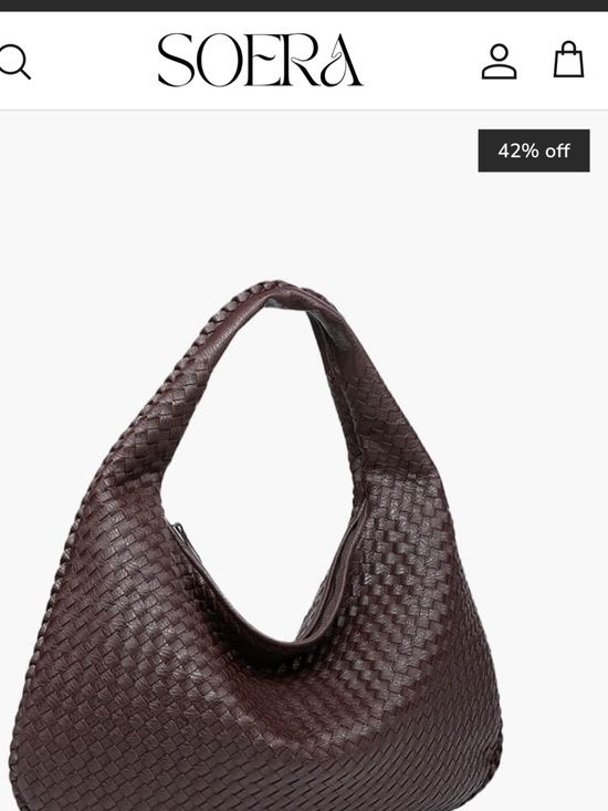 Seora Handbags - Woven Leather Shoulder Bag in Dark Brown
